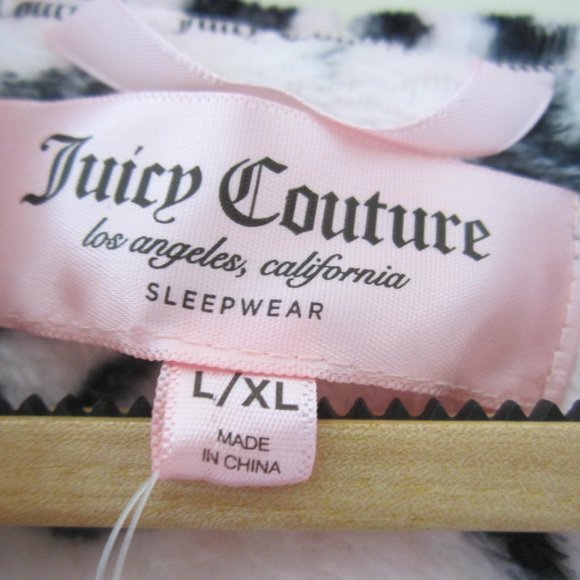 Juicy Couture Hooded Bathrobe Robe Crown Pink Black Sleepwear Women - Picture 3 of 5